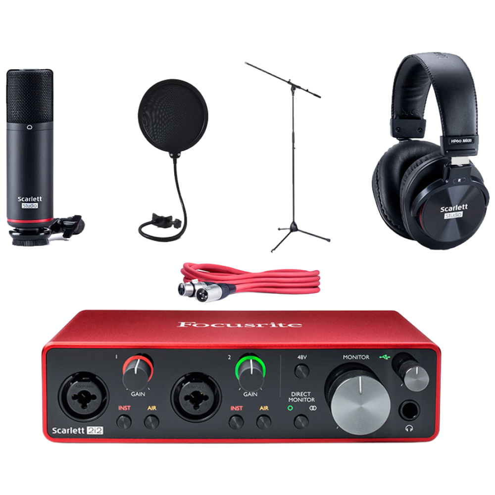 포커스라이트 Scarlett 2i2 studio 스칼렛 2i2 스튜디오 3세대+팝필터+롱 마이크 스탠드 오디오 인터페이스 녹음 패키지 454,000원