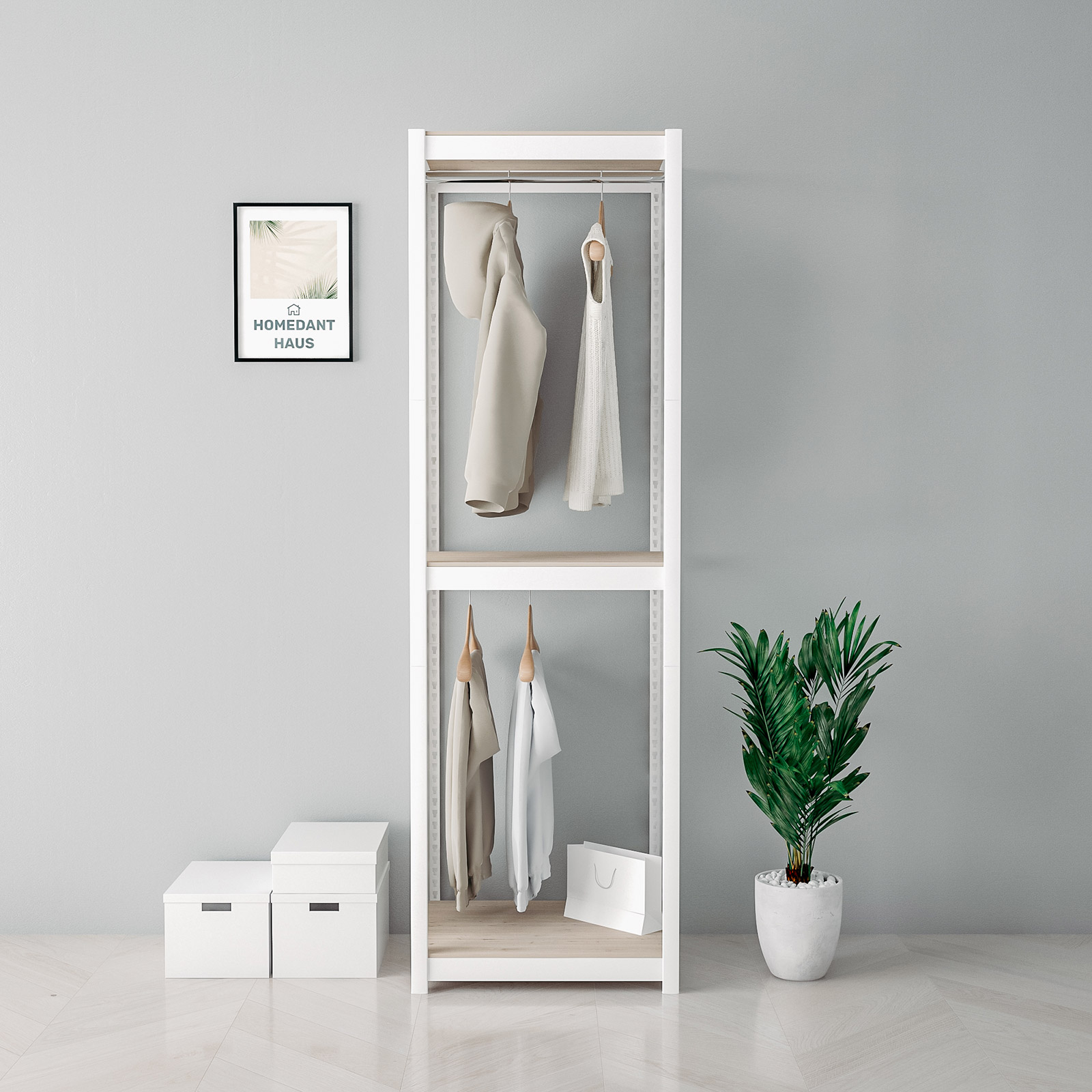 홈던트하우스 업그레이드형 무볼트 조립식 3단 2행거 96,300원