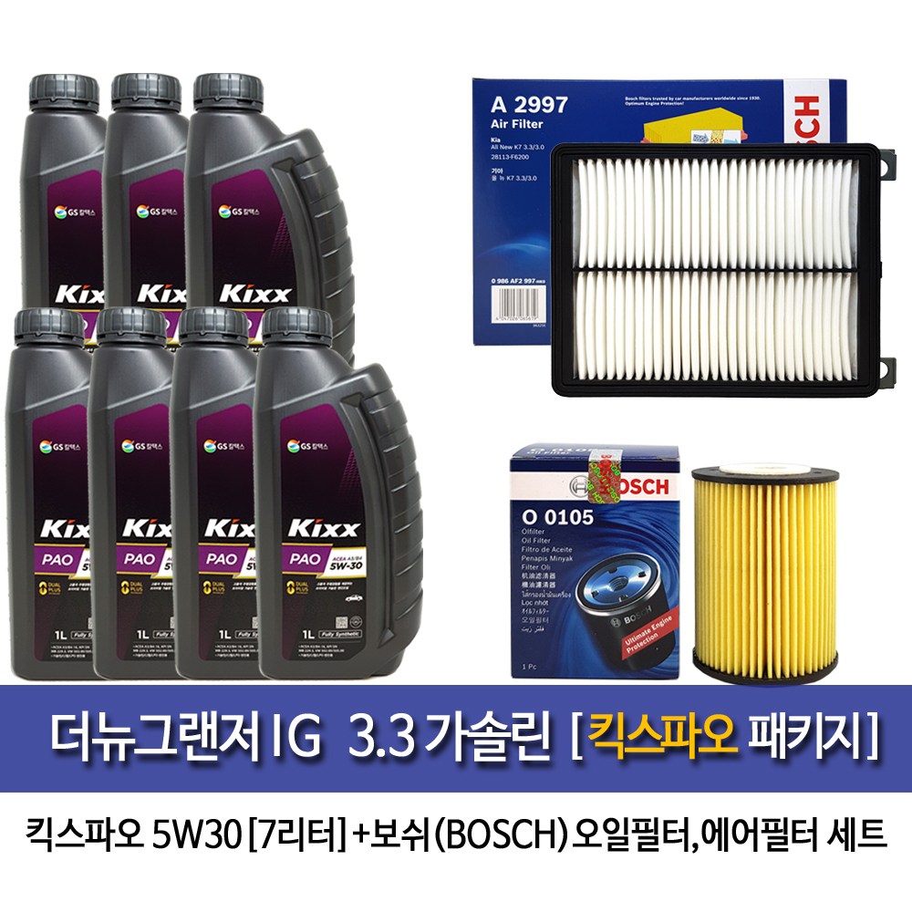 KixxPAO A3/B4,SN 5W30-더뉴그랜저IG 3.3가솔린 킥스파오7L엔진오일105-A2997 93,500원