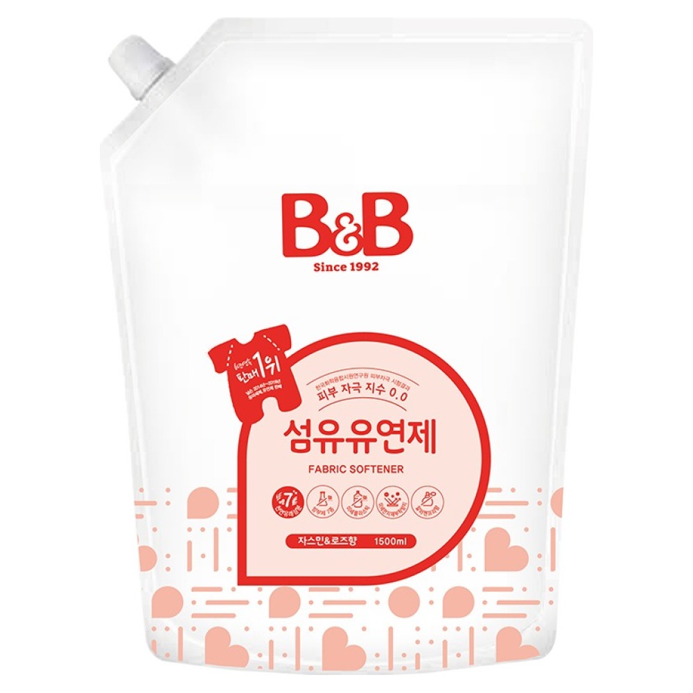 비앤비 비자극 유아 섬유유연제 자스민앤로즈향 리필형, 1.5L, 1개 6,210원