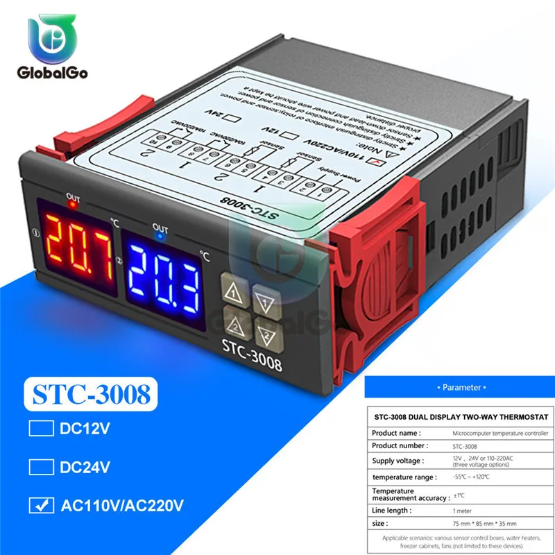 호환 STC-1000 3000 디지털 LED 온도 컨트롤러 센서 릴레이 가열 조절기 냉각 보온장치 18,000원