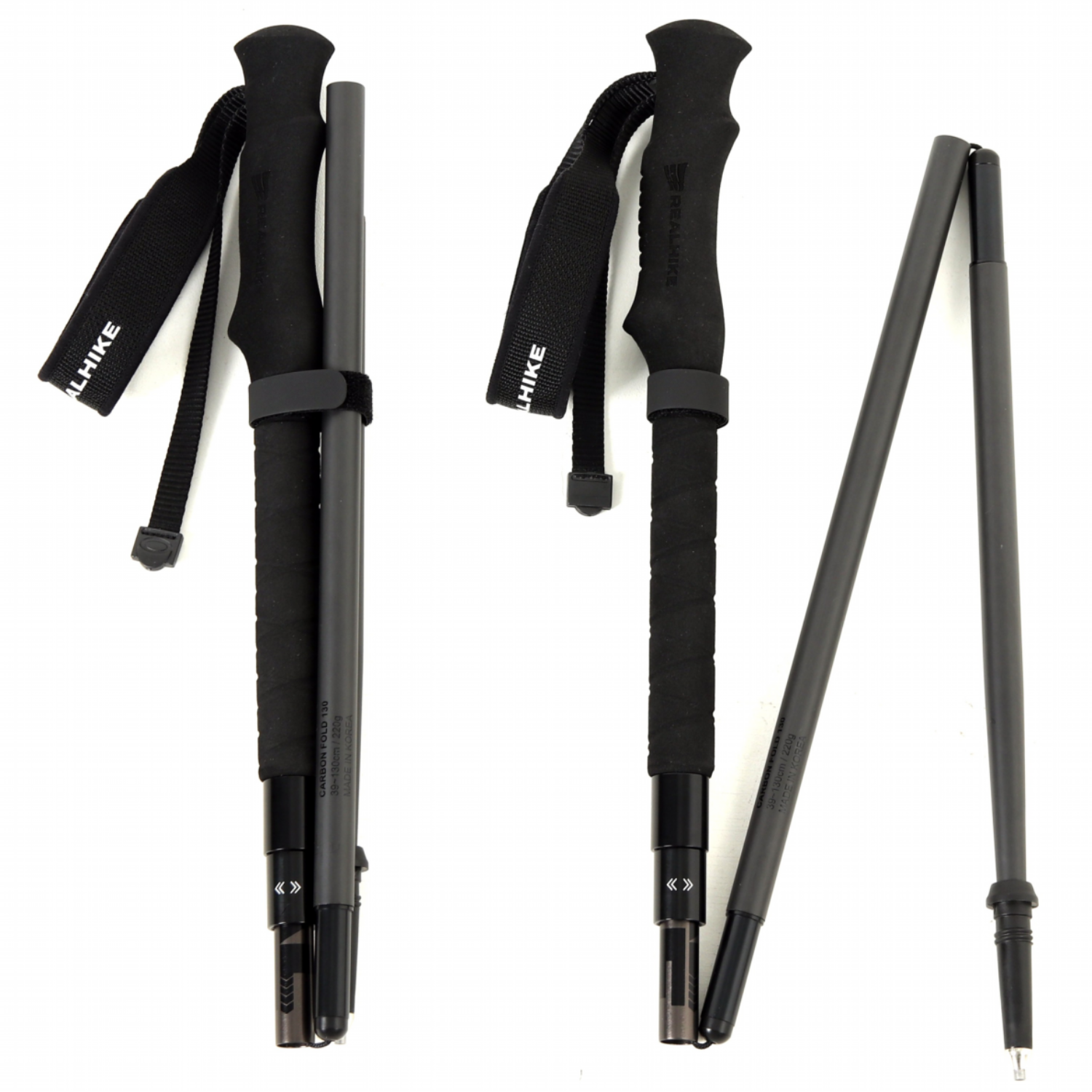 리얼하이크 카본폴드 국내제작 초경량 접이식 카본 트레킹폴 등산스틱, 블랙, 2개 159,000원