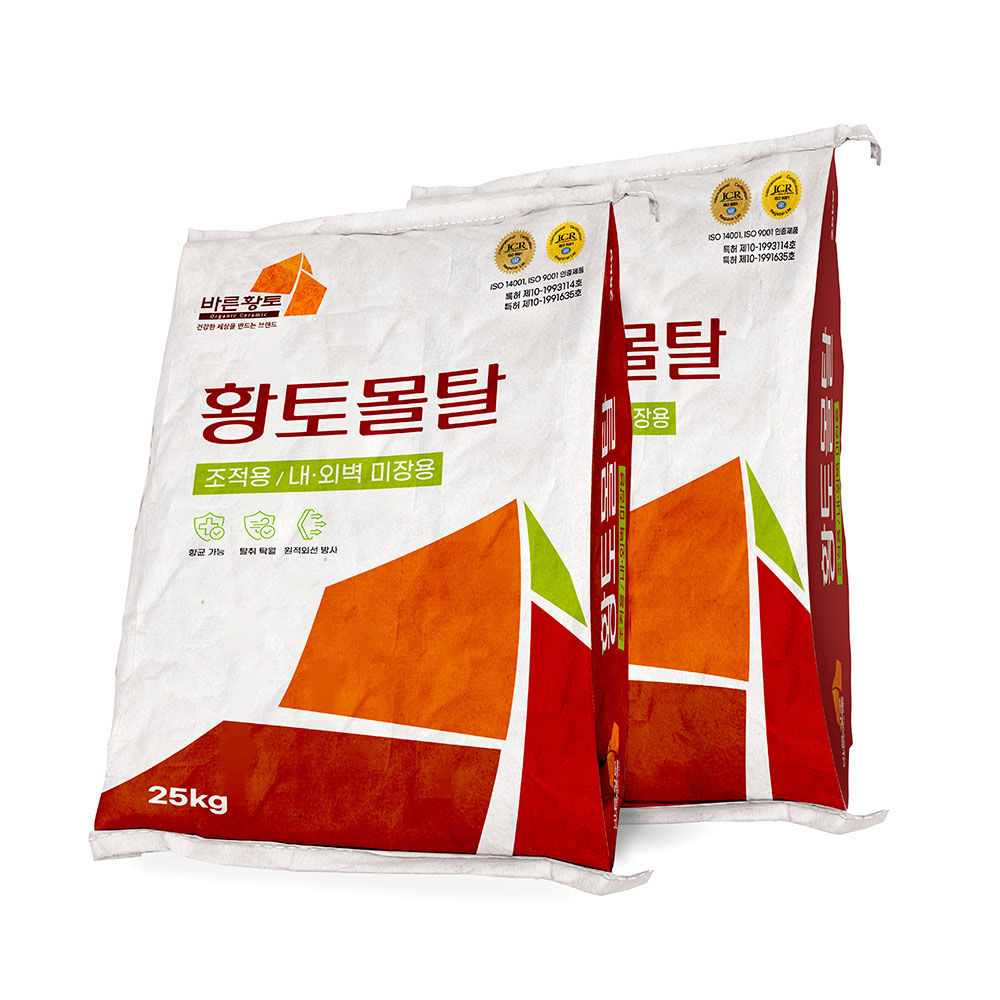 바른황토 편백 황토몰탈 미장 조적용 황토방 찜질방 구들 25kg, 1개 15,000원