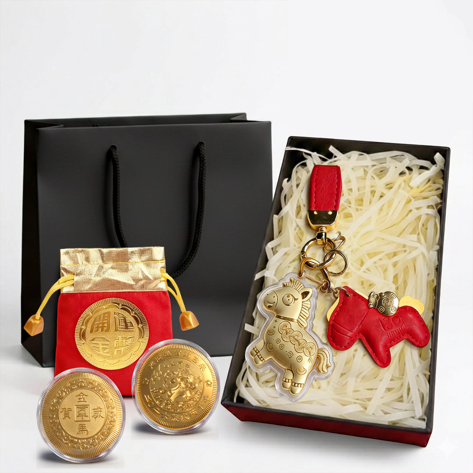 ORVIA 2026 붉은말의해 행운 황금말 키링 선물세트 골드코인 포함 4종 구성 7,900원