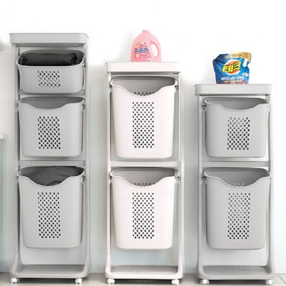 지디컴 특대형트롤리 이동식 빨래통 틈새 대형수거함 2단빨래바구니, 특대형 2단 그레이 38,850원