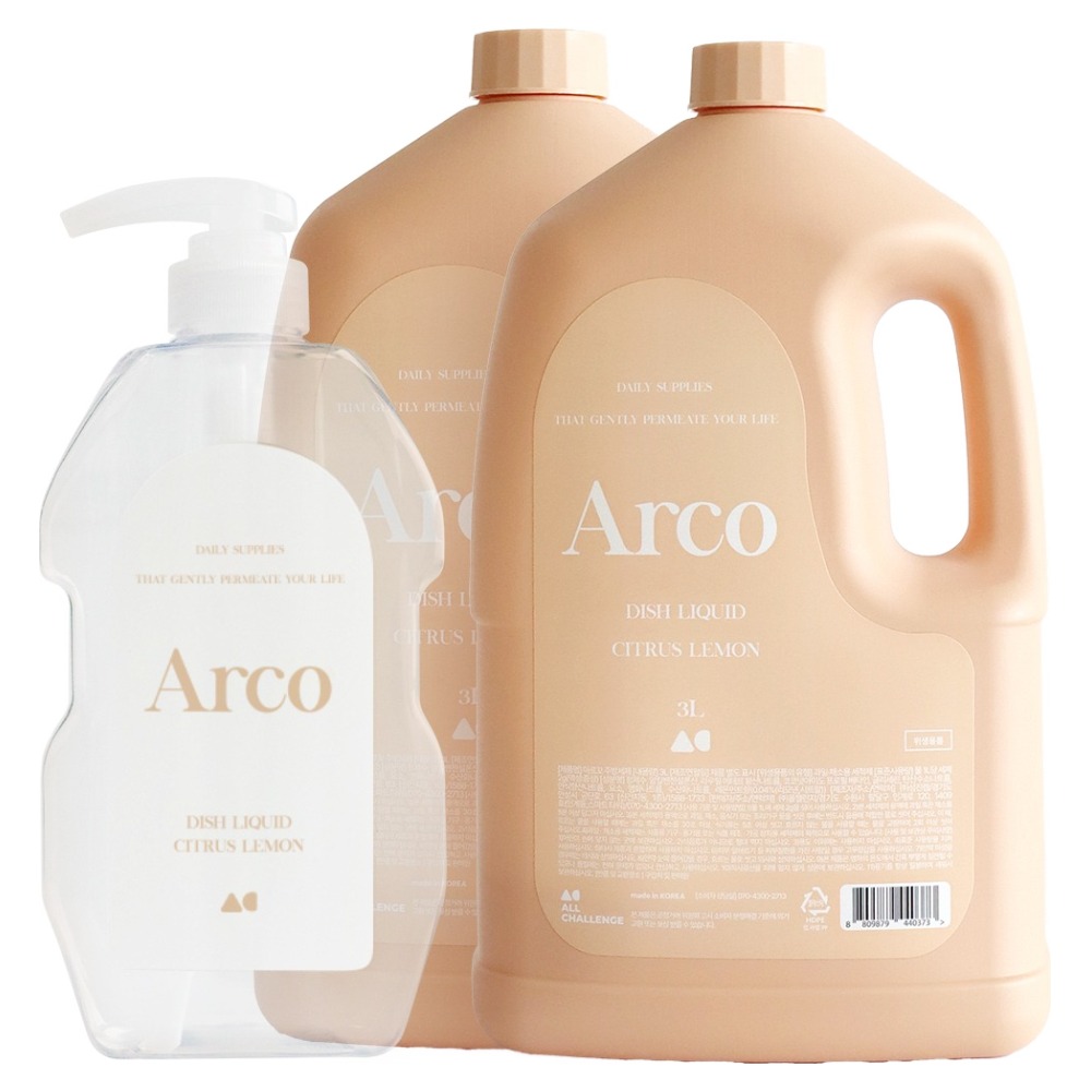 올챌린지 아르꼬 대용량 주방세제 3L 2p, 펌프용기 780ml 11,070원