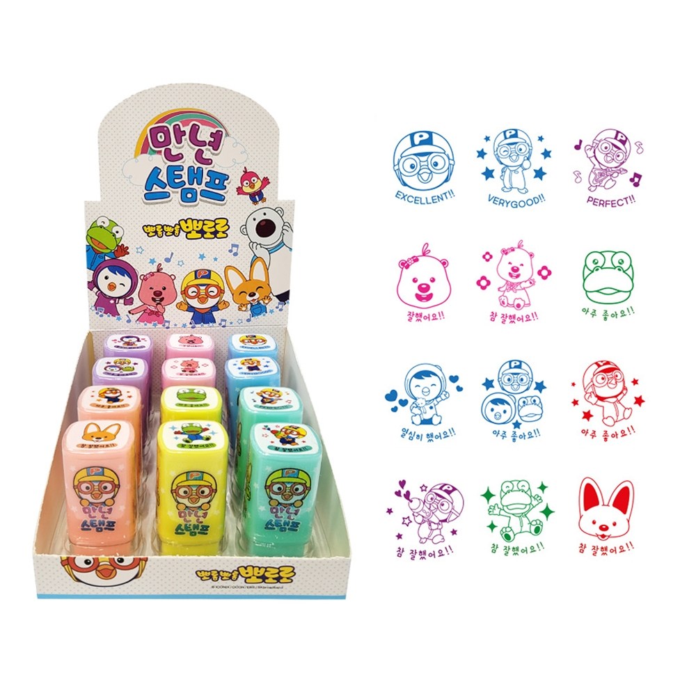 그린피 뽀로로 만년스탬프 도장 사각 12개입 세트 23,800원