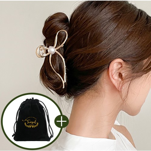 투율 리본 진주 스틸 올림머리 헤어 집게핀 tw0309 골드 20,900원