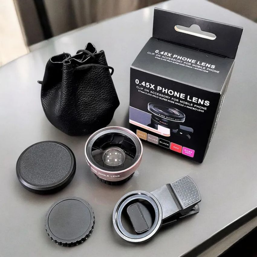 80factory 휴대폰 광각렌즈 0.45x + 15x 마이크로미터, 1개, 로즈골드 6,500원