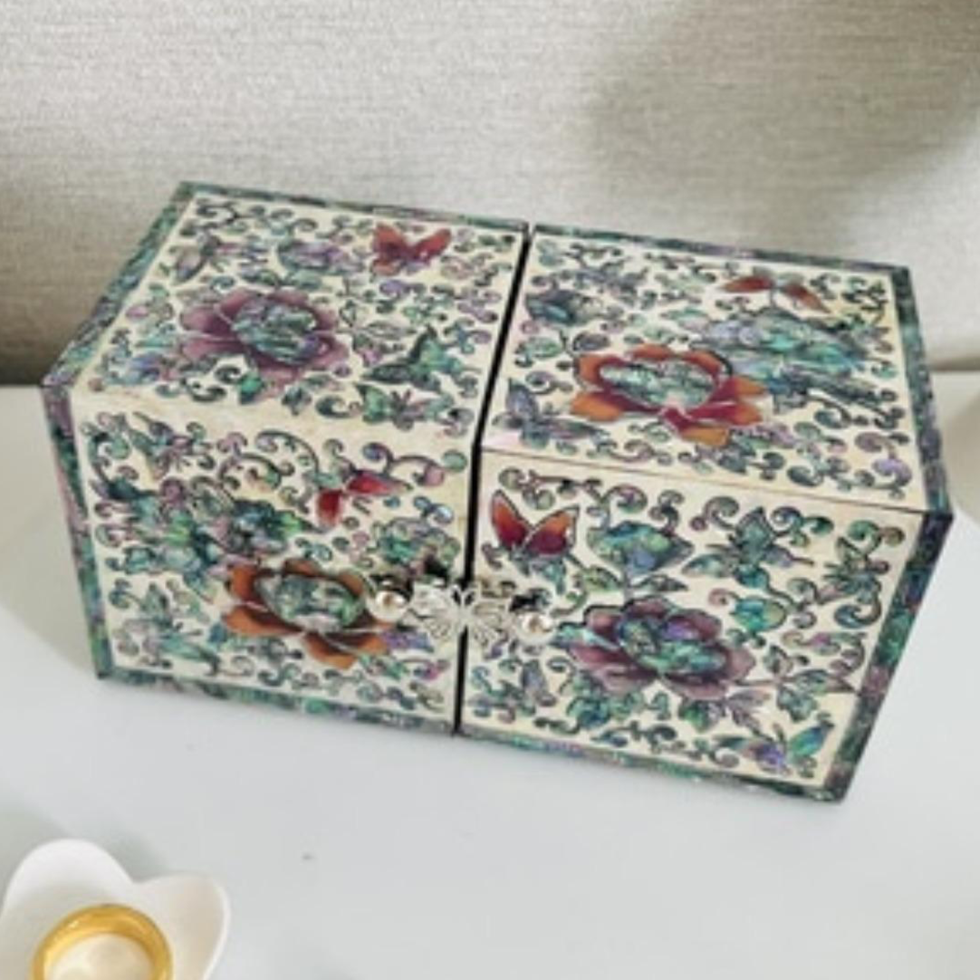 크리미 나비 쌍합 자개보석함 돌반지 보관함 자개함 돌반지보관함 나전칠기 한국공예품 73,000원