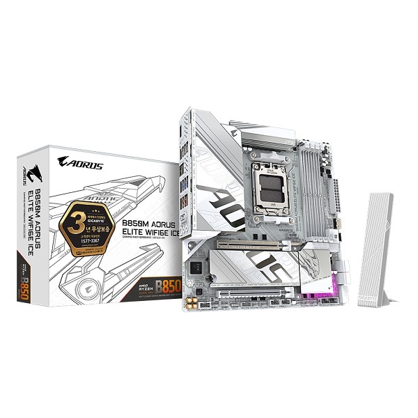 [GIGABYTE] B850M AORUS ELITE WIFI6E ICE 제이씨현 (AMD B850/M-ATX) 235,640원