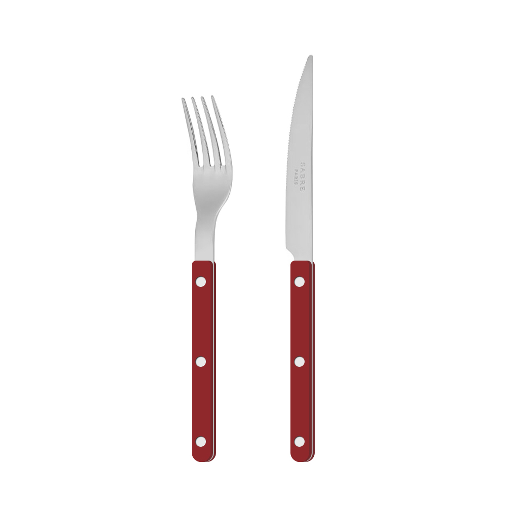 [트리니체] SABRE PARIS 사브르 비스트로 샤이니 커트러리 포크 나이프 세트, 버건디, 1세트, 디너나이프(1개)+디너포크(1개) 28,400원