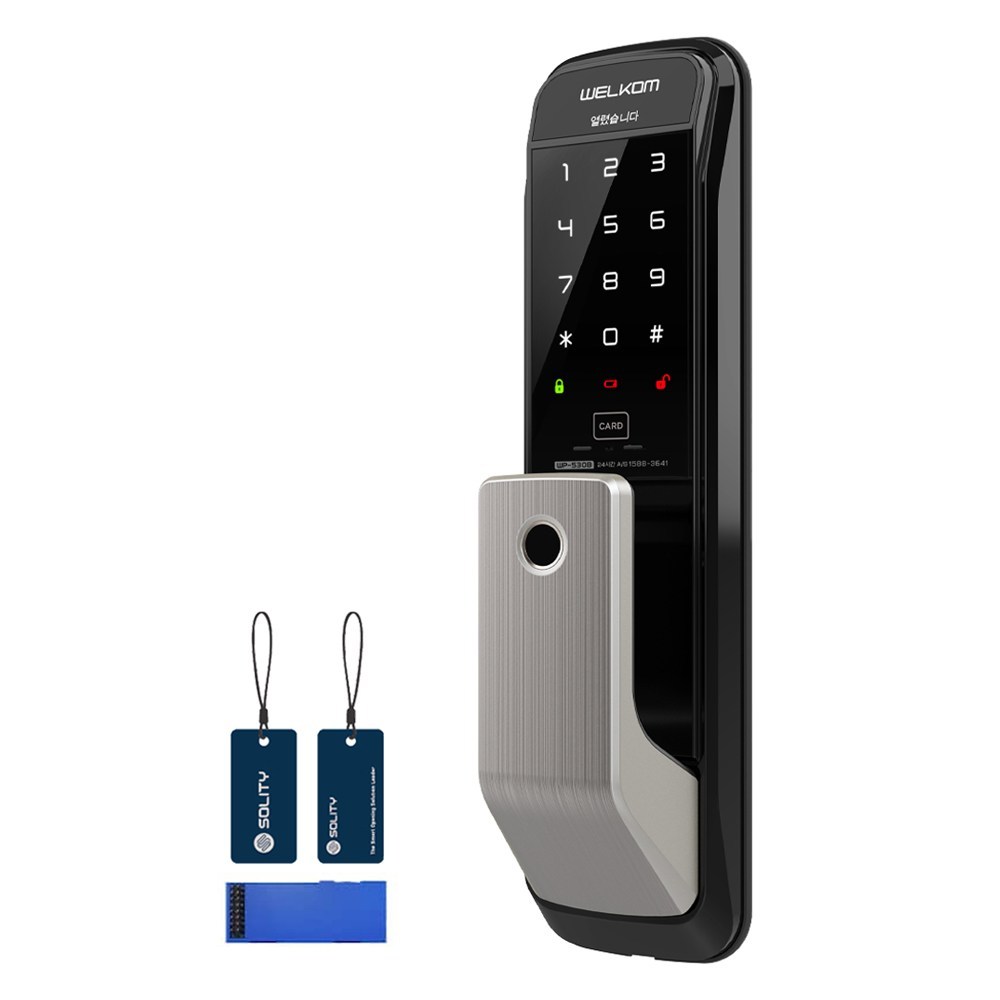 솔리티 웰콤 블루투스팩 무타공 푸시풀 지문인식 디지털손잡이 있음 도어락 WP-530B 252,500원