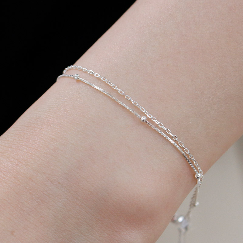 반지소 925실버 여성 볼 레이어드 순은 체인 은팔찌 42,900원