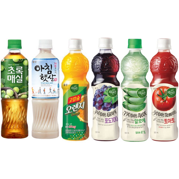 [마시자몰] 웅진 주스 6종 500ml 종합 아침 + 매실 + 오렌지 + 포도 + 토마토 + 알로에 4개씩, 500ml 34,900원