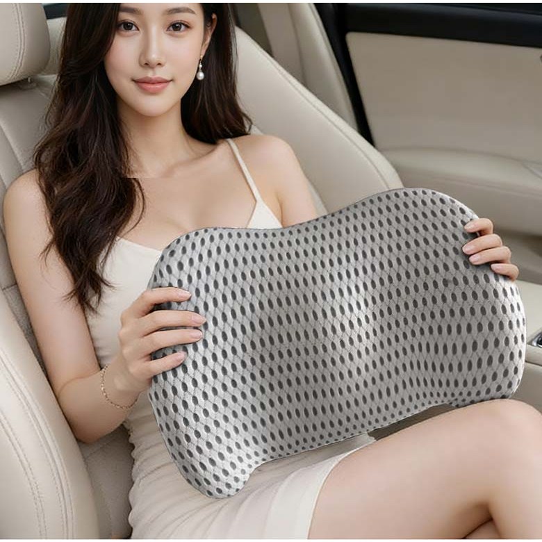Mayho 자동차 허리쿠션 메쉬 사무실 의자 요추쿠션 차량용 메모리폼 등받이 쿠션, 1개, 라이트 그레이 23,900원