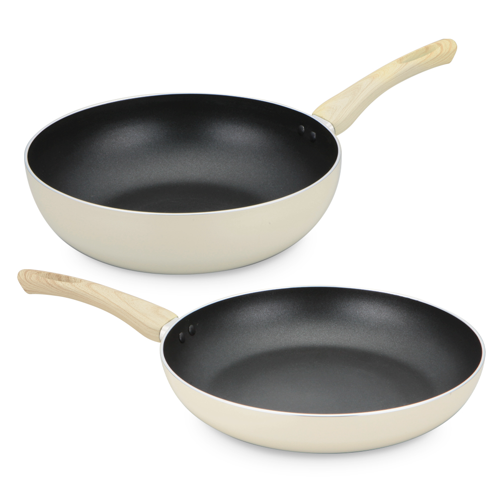 퀸센스 인덕션 로제 IH 프라이팬&궁중팬 2종 세트, 크림, 후라이팬 28cm+ 궁중팬 28cm, 2개 27,900원