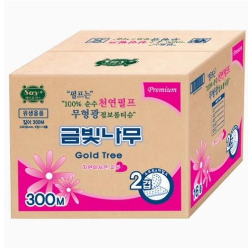 금빛나무 천연펄프 무형광 점보롤 화장지 300M 16롤 1박스 40,050원