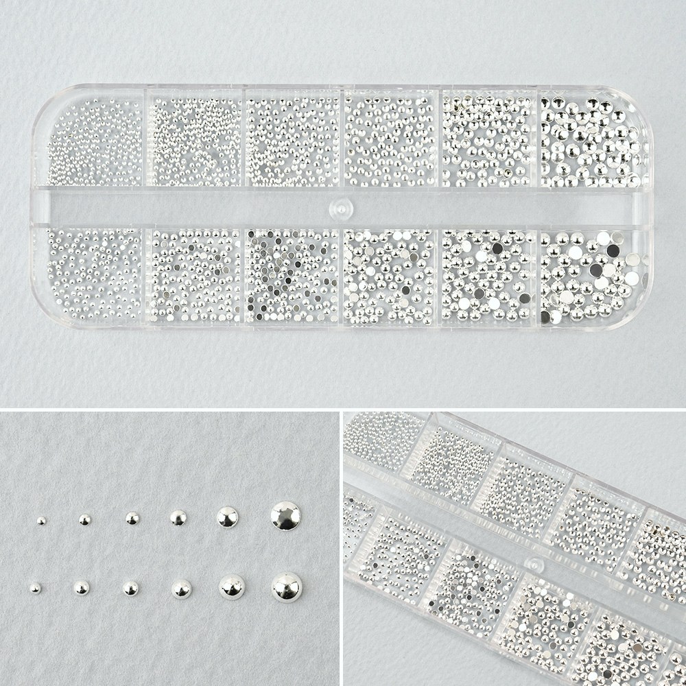 네일스토어 메탈 반참x반볼 12세트-2 네일파츠 실버 메탈참 네일스터드, 현재가 5,650원