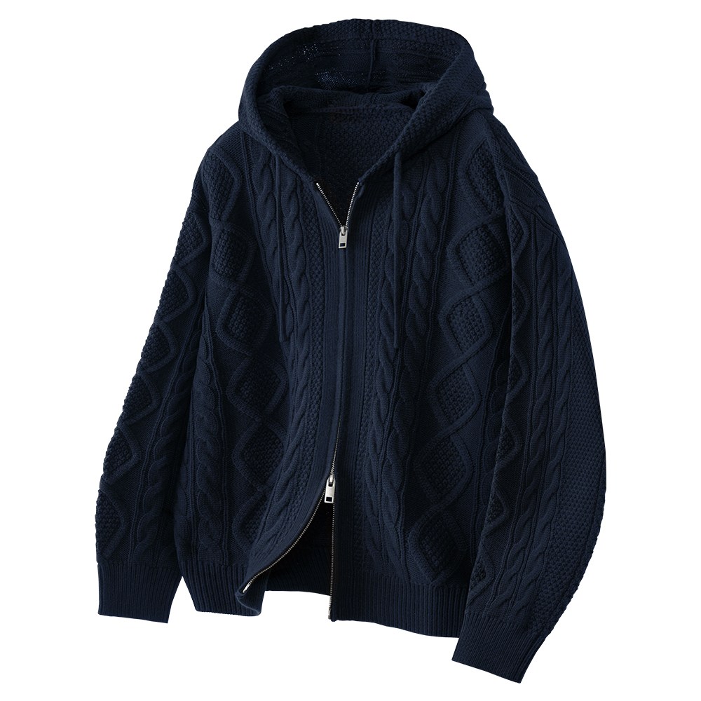 팀스핏 남성용 오버핏 2WAY 아란 꽈배기 니트 후드집업 5Color 45,750원