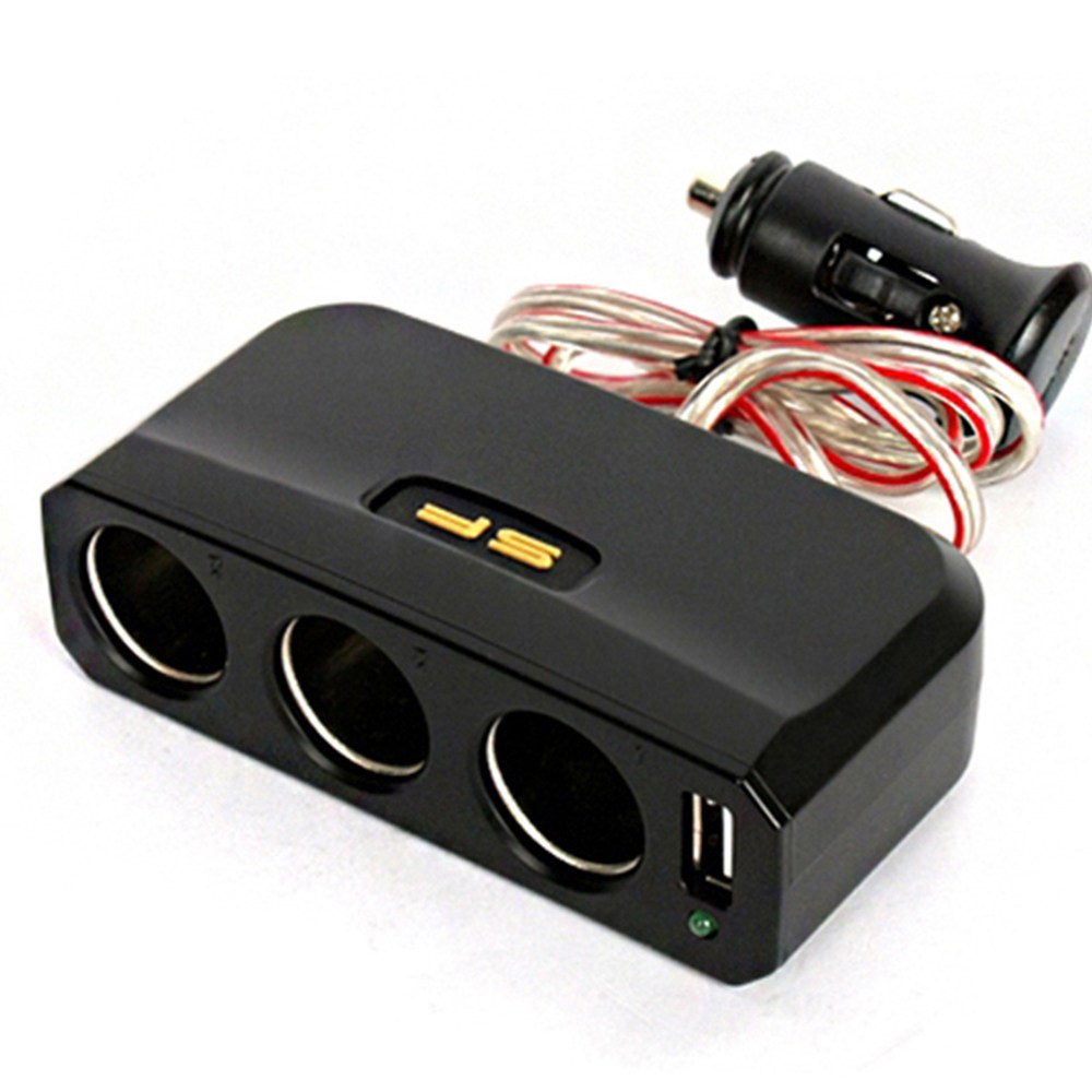 차량용 시거잭 12V 24V 공용 확장 3구 소켓 1구 USB 60cm 연장선 10,500원