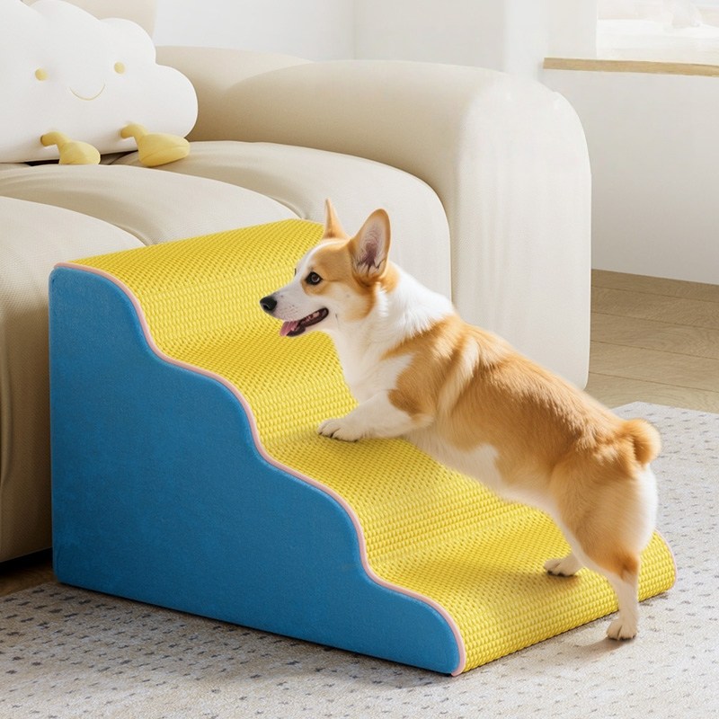 차이첸 강아지 계단 펫계단 미끄럼방지 슬로프 계단 논슬립 슬개골보호 4단 커브 스텝, 1개, 블루 26,950원