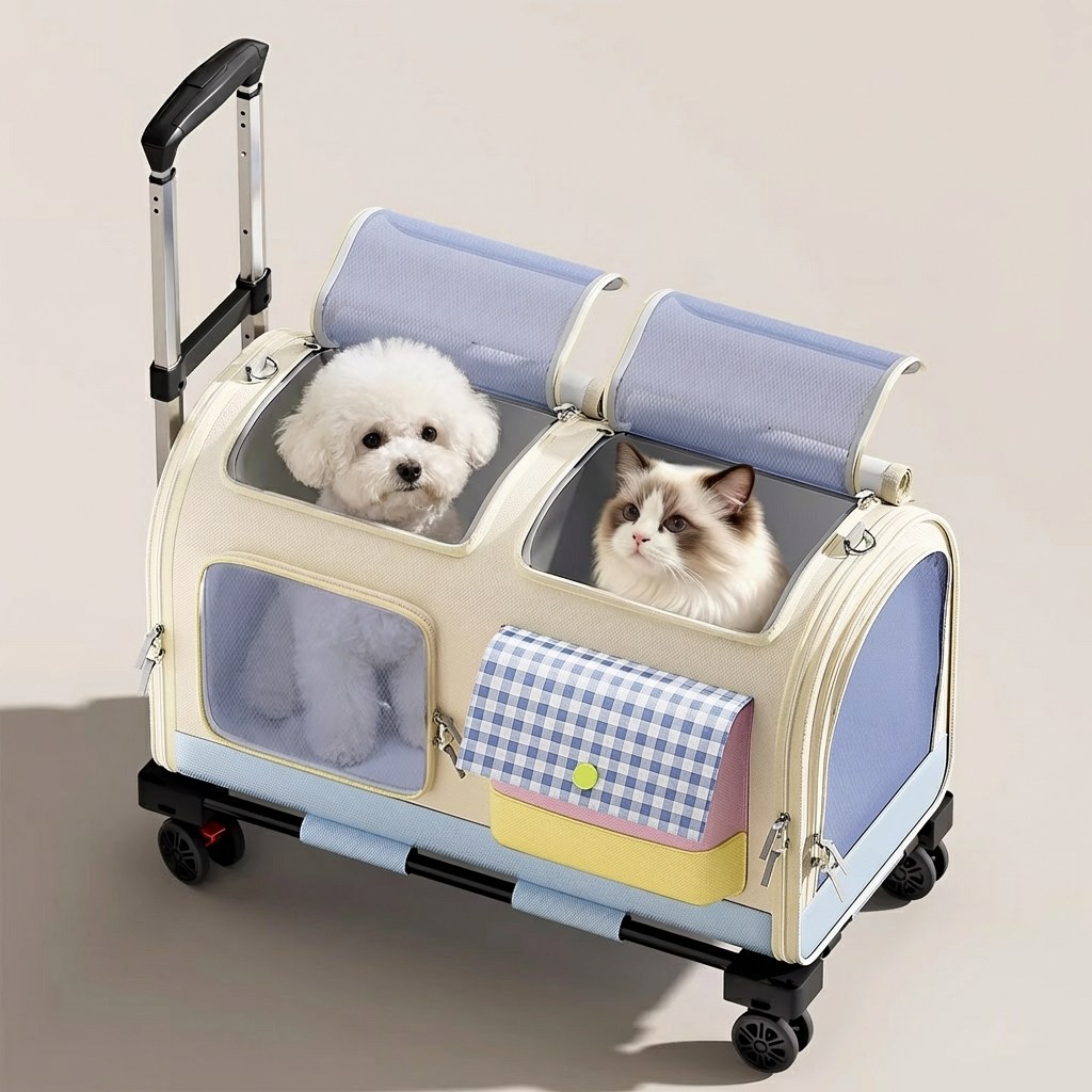 포프린츠펫 반려동물 이동가방 4in1 멀티 4륜 캐리어 강아지 고양이 이동장 접이식 백팩, 1개, 마카롱 컬러 51,000원