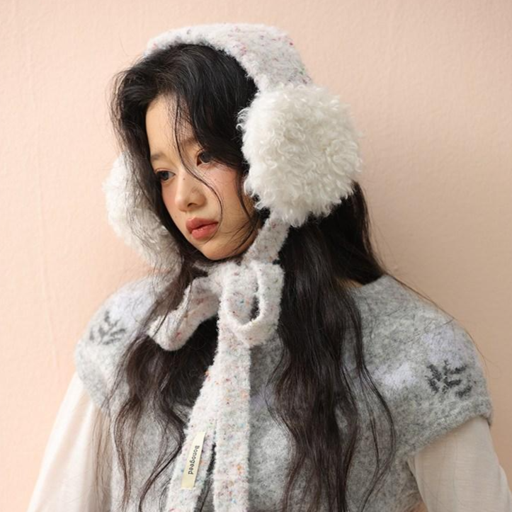 HALOPICK 뽀글이 퍼 니트 이어머프 스트랩 보온 귀도리 12,500원