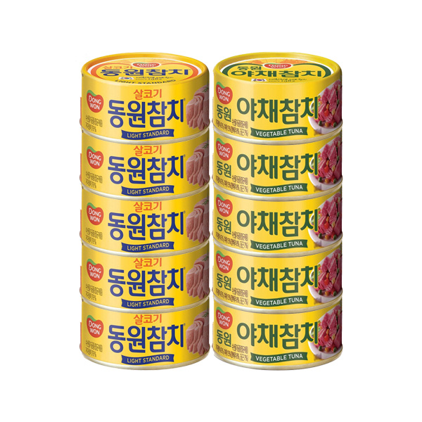 동원 살코기참치 90g 5개+야채참치 90g 5개 21,100원