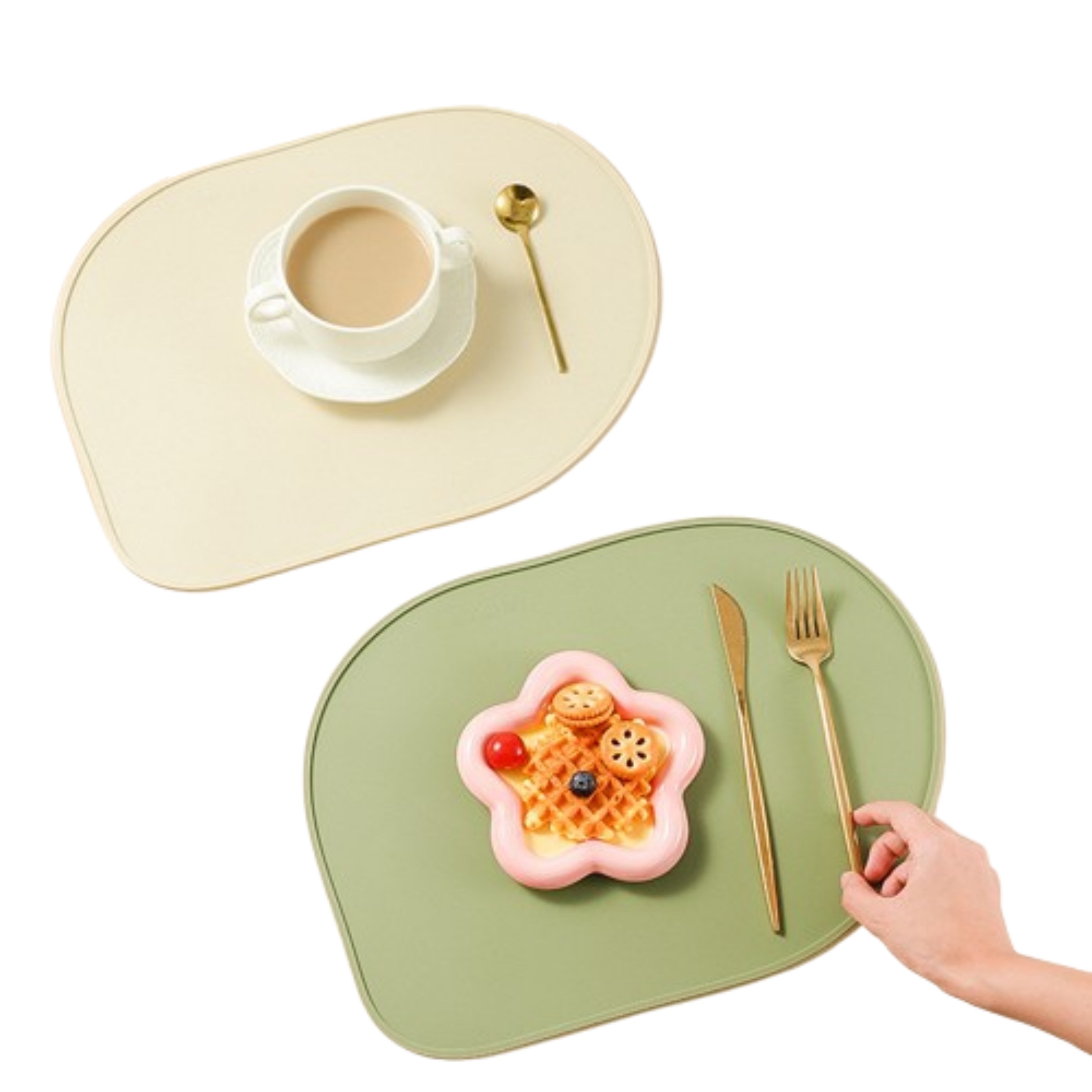 알로알로하 실리콘 방수 식탁 테이블 매트 세트, 2개, 40 x 29cm, 핑크베이지 15,900원