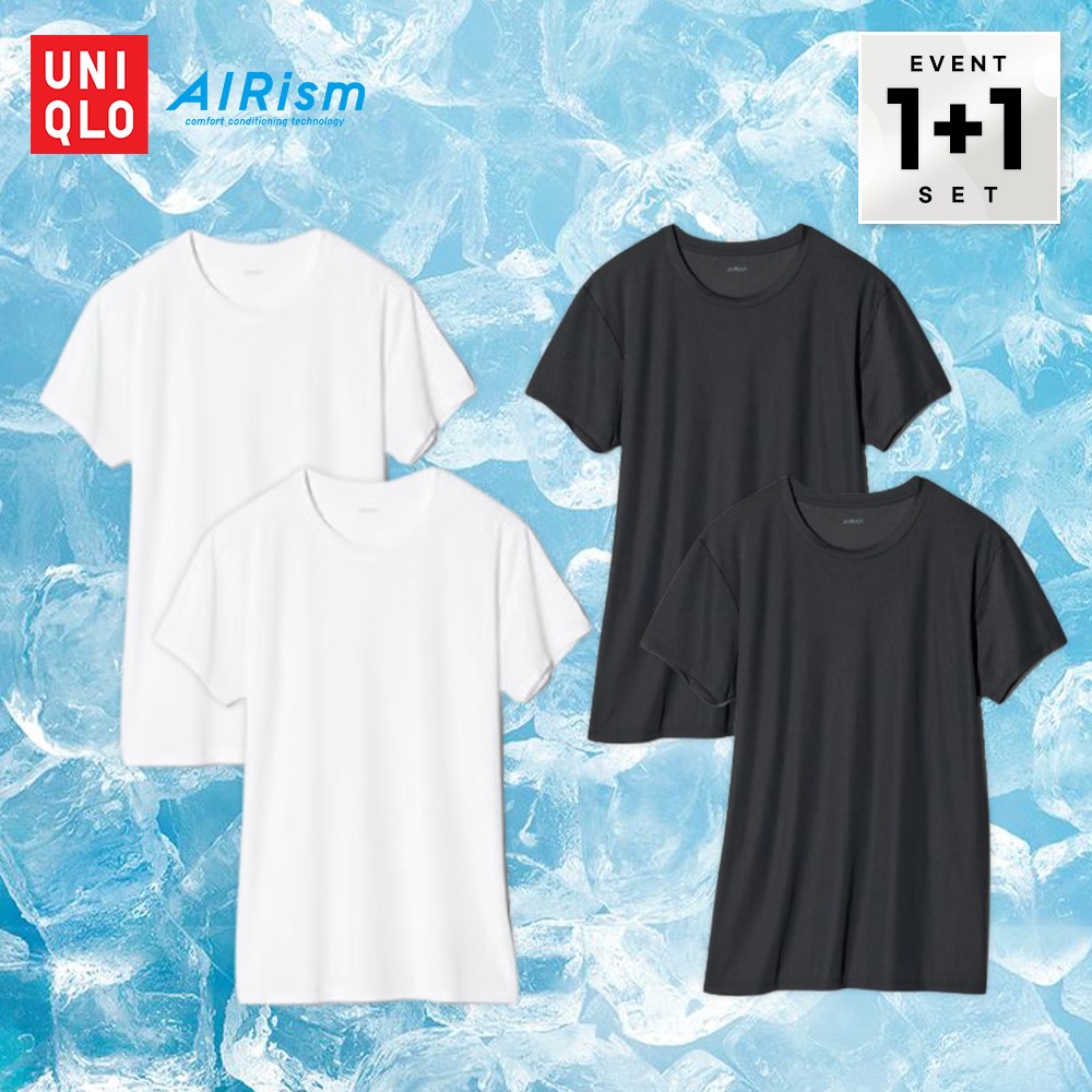 유니클로 에어리즘 1+1 크루넥 T 남성 반팔티 + 손소독 물티슈 46,500원