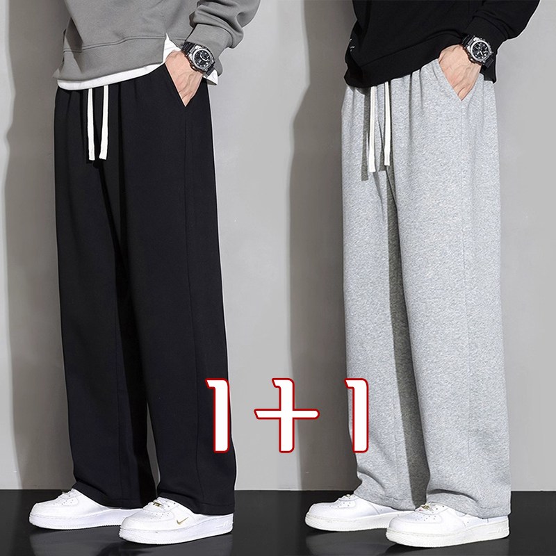 1+1 남성 봄 가을 일자 데일리 캐주얼 팬츠 와이드 트레이닝 바지 인어미남 24,300원