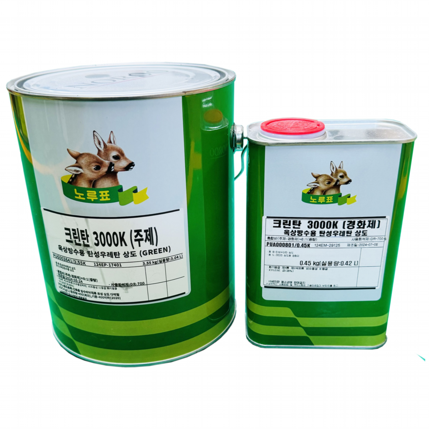 [노루페인트] 크린탄 3000K 옥상방수용 탄성우레탄 상도 (GREEN) 4Kg 51,900원