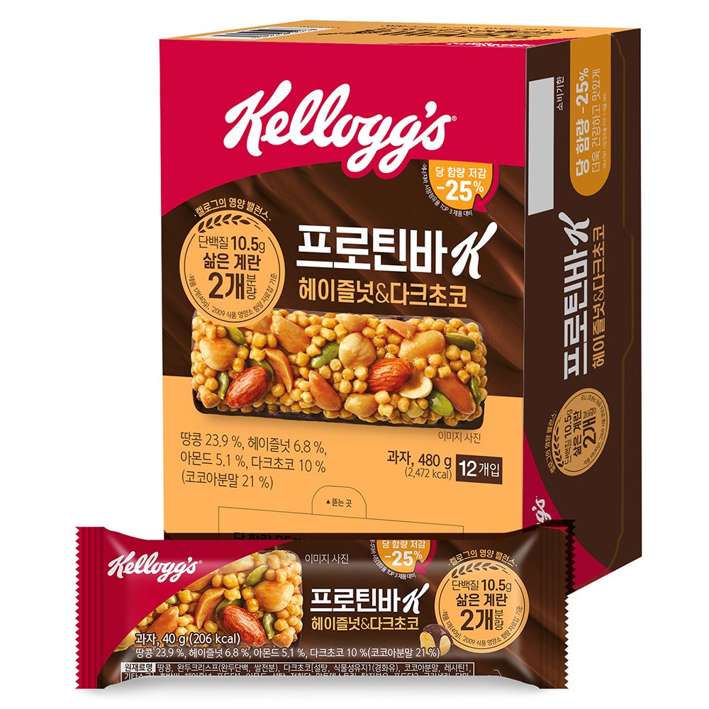 켈로그 프로틴바K 헤이즐넛 & 다크초코 82,900원