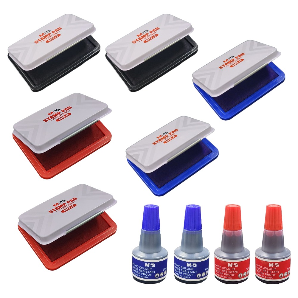 엠앤지 스탬프 패드 3종 x 2p + 잉크 2종 x 2p 세트, 검정색, 파란색, 빨간색(스탬프), 빨간색, 파란색(잉크), 1세트 9,800원