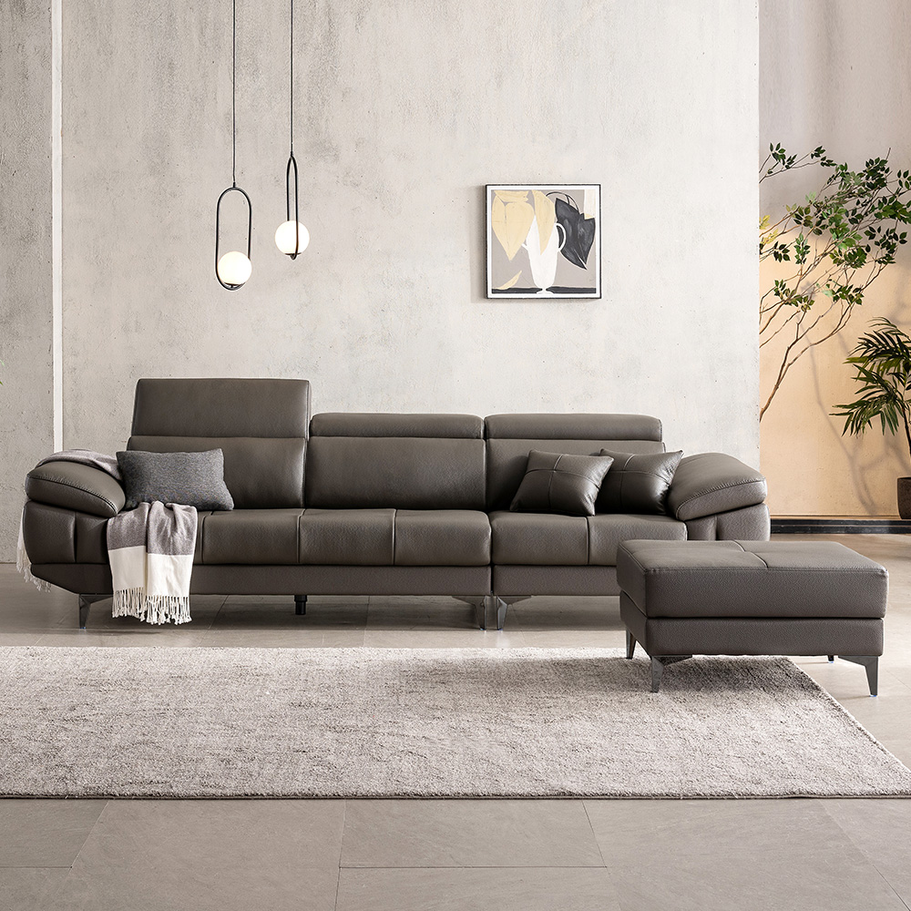 벤티 헤드틸팅 기능성 이태리산 천연소가죽 소파 4인용 + 스툴 세트 방문설치 1,699,000원