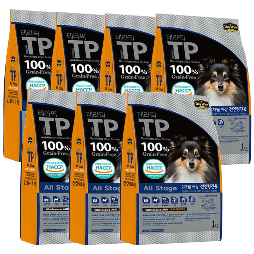 데이스포 테라픽 전연령 강아지 저알러지 가수분해 오리 연어 펫사료 1kg, 1kg, 7개 71,220원