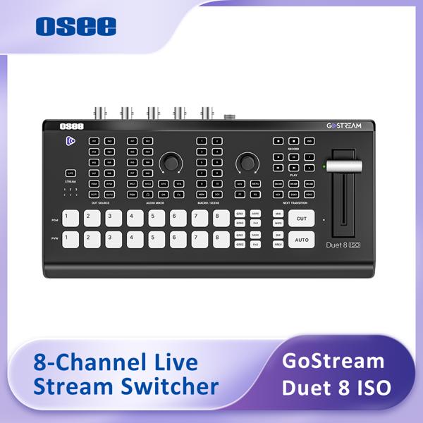Osee GoStream Duet 8 ISO 8채널 비디오 스위처 4x4K HDMI 4xSDI 4xNDI HX4xSRT4xRTMP 2x웹캠 오디오 포함 라이브 스트리밍용 1,477,770원