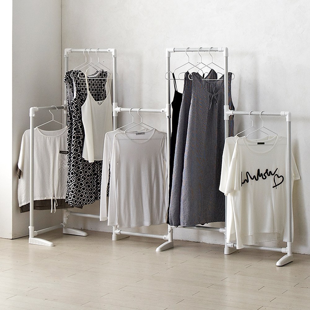 [국내생산] 공간활용 틈새 스탠드형 접이식 행거 모음 - 이음이 3단, 5단, 하이 / 블랙, 아이보리 색상, 접이식 행거 -이음이 5단 아이보리 51,800원