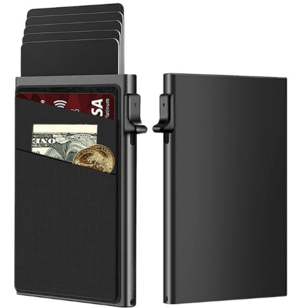 스위트모멘트 카드지갑 슬림 얇은 미니 심플 신기한 슬라이드 RFID 차단 알루미늄 합금 도난방지 카드지갑 원터치 반자동 9,500원