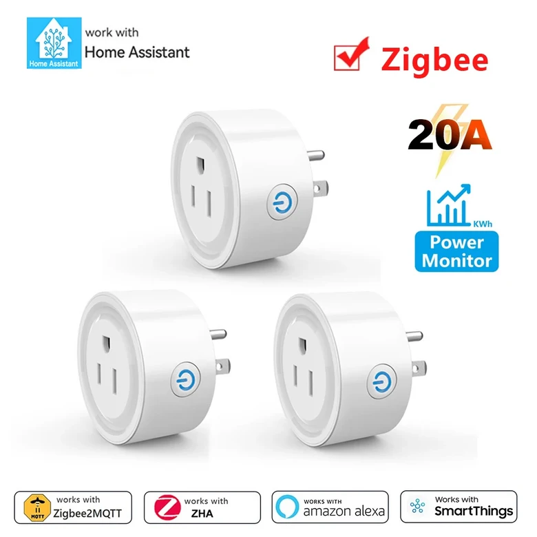 홈어시스턴트 지그비 소켓 미국 스마트 플러그 20A 콘센트 어댑터 전력 모니터 앱 제어 지원 Alexa Zigbee2 38,700원