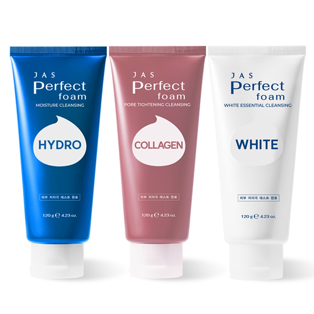 쟈스 퍼펙트 클렌징폼 하이드로+화이트+콜라겐, 3개, 120g 9,890원