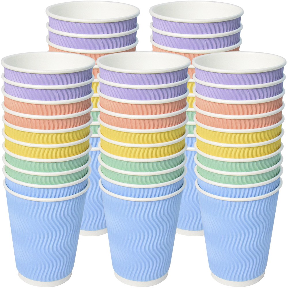 [소분] 3중 단열 종이컵 웨이브 파스텔 혼합 5종 125개 (25개X5줄), 1개 66,500원