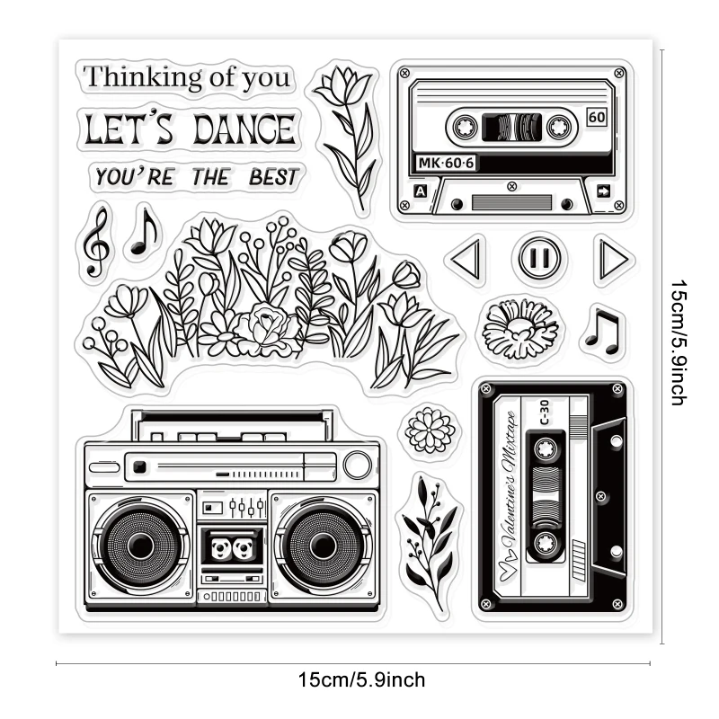 1pc 6x6in 라디오 클리어 스탬프 테이프 실리콘 꽃 단어 카드 만들기위한 투명 고무 인감 DIY Scrapbooking 7,500원