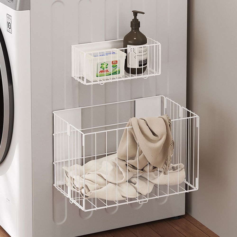무타공 마그네틱 철제 다용도 수납바구니 세탁실 주방 욕실 선반 빨래바구니, 1, 화이트 21,900원
