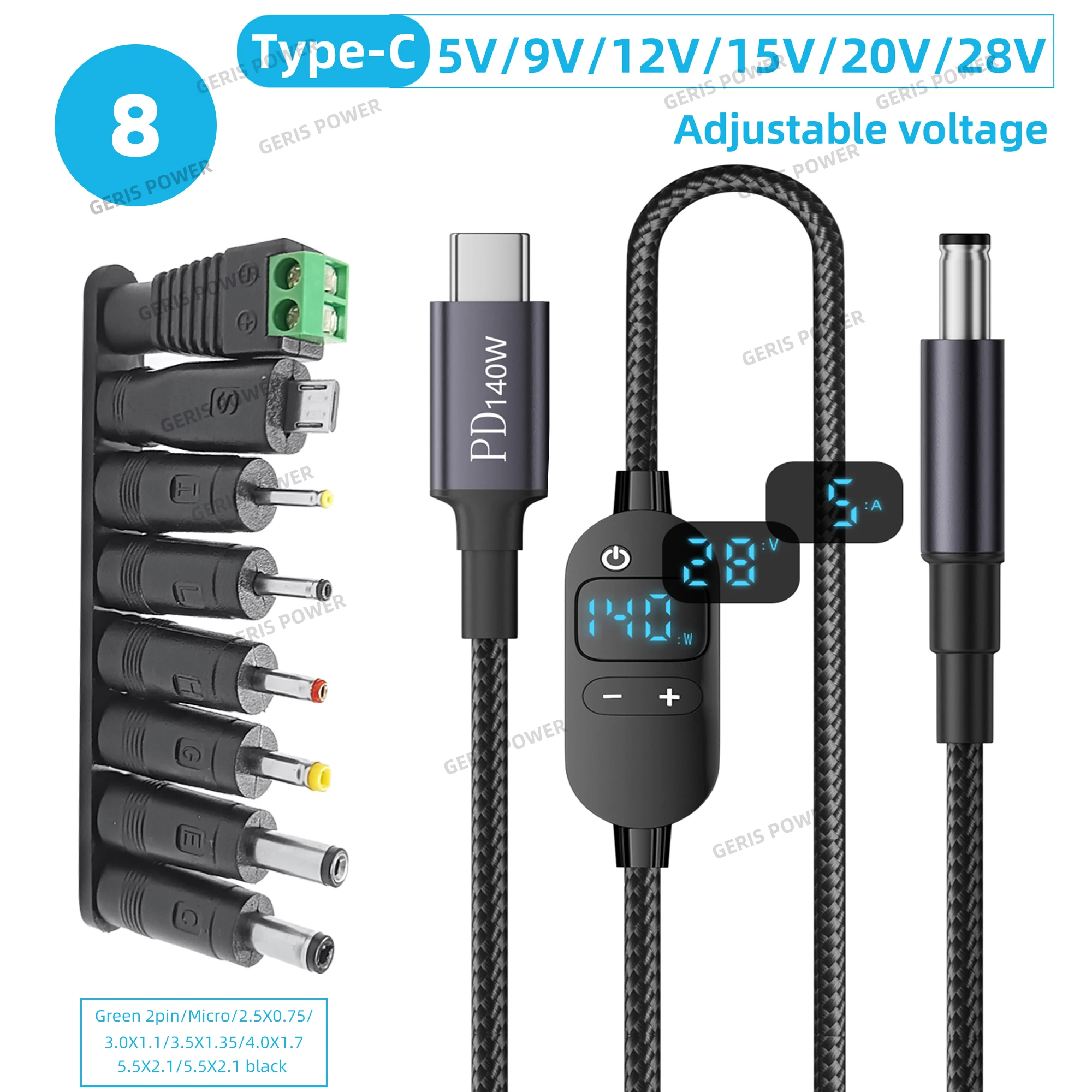 USB C to 파워 부스트 케이블 140W 타입 5V 12V 조절 가능한 전압 어댑터 커넥터 코드 노트북 라우터용 35,800원