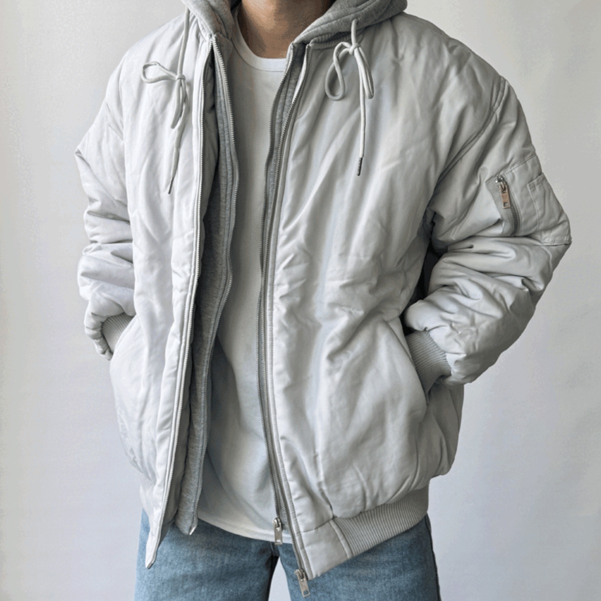 오버핏 후드 항공패딩 레이어드 누빔 점퍼 퀄팅 후디넥 빅사이즈 겨울패딩 75,500원