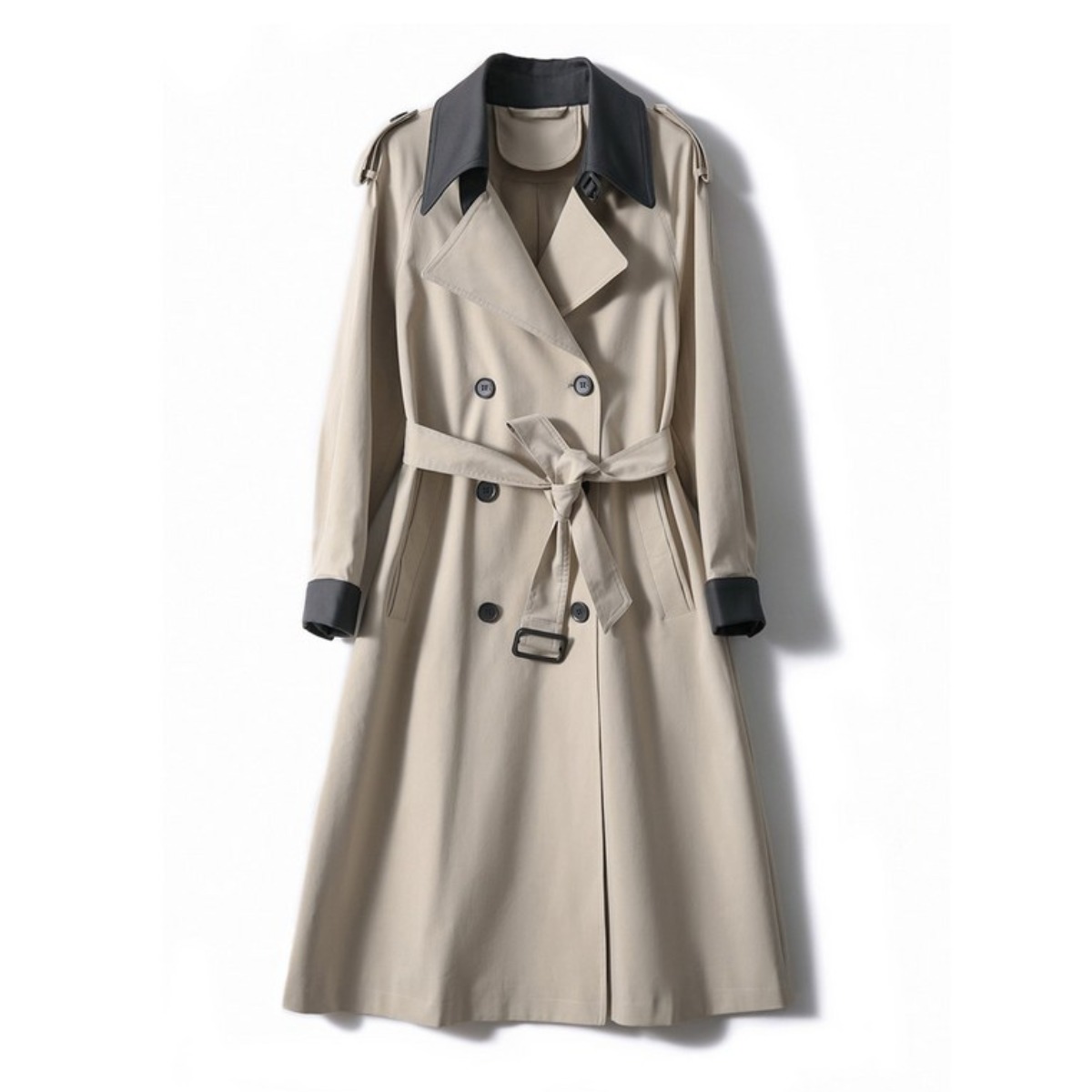 온클로젯 봄 가을 하객 돌잔치 상견례룩 배색카라 벨티드 트렌치코트 129,000원