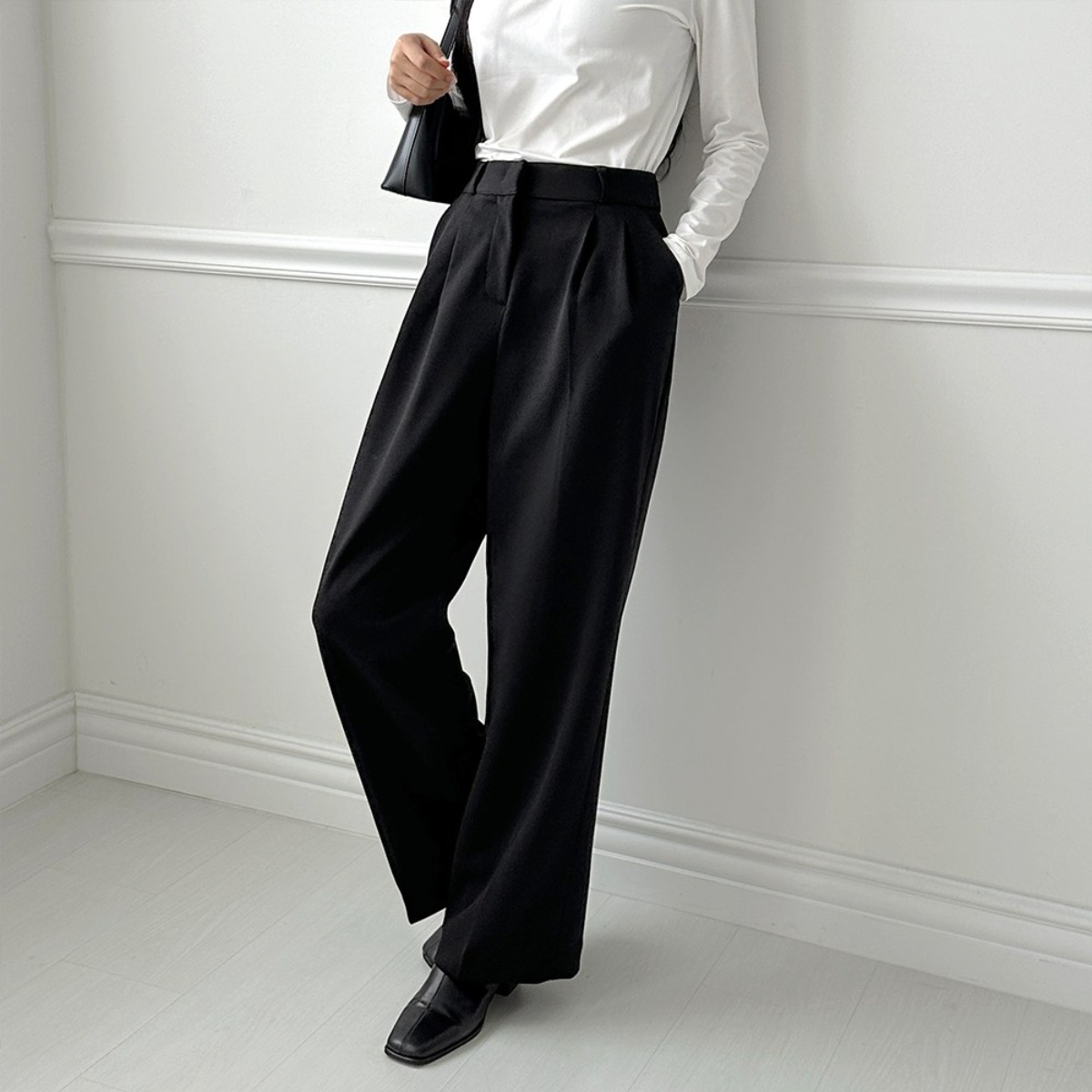 여자 여성 가을 겨울 부드럽고 따뜻한 기모 링클프리 투핀턱 와이드 스판 슬랙스 3컬러 AJL004 35,900원