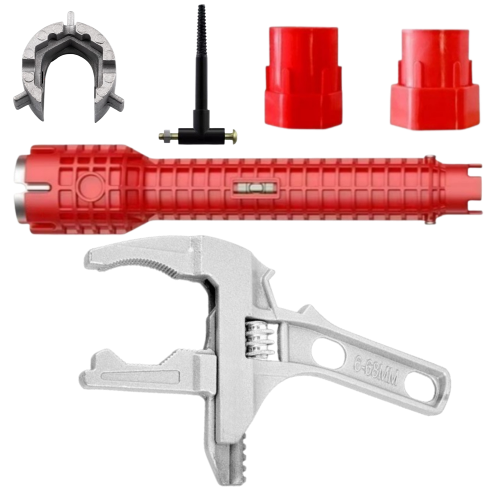 진주바다 싱크대 렌치 수도관 파이프 멀티 렌치(8in 1) + 양면 아크형 몽키 스패너 1세트, 1세트 11,500원